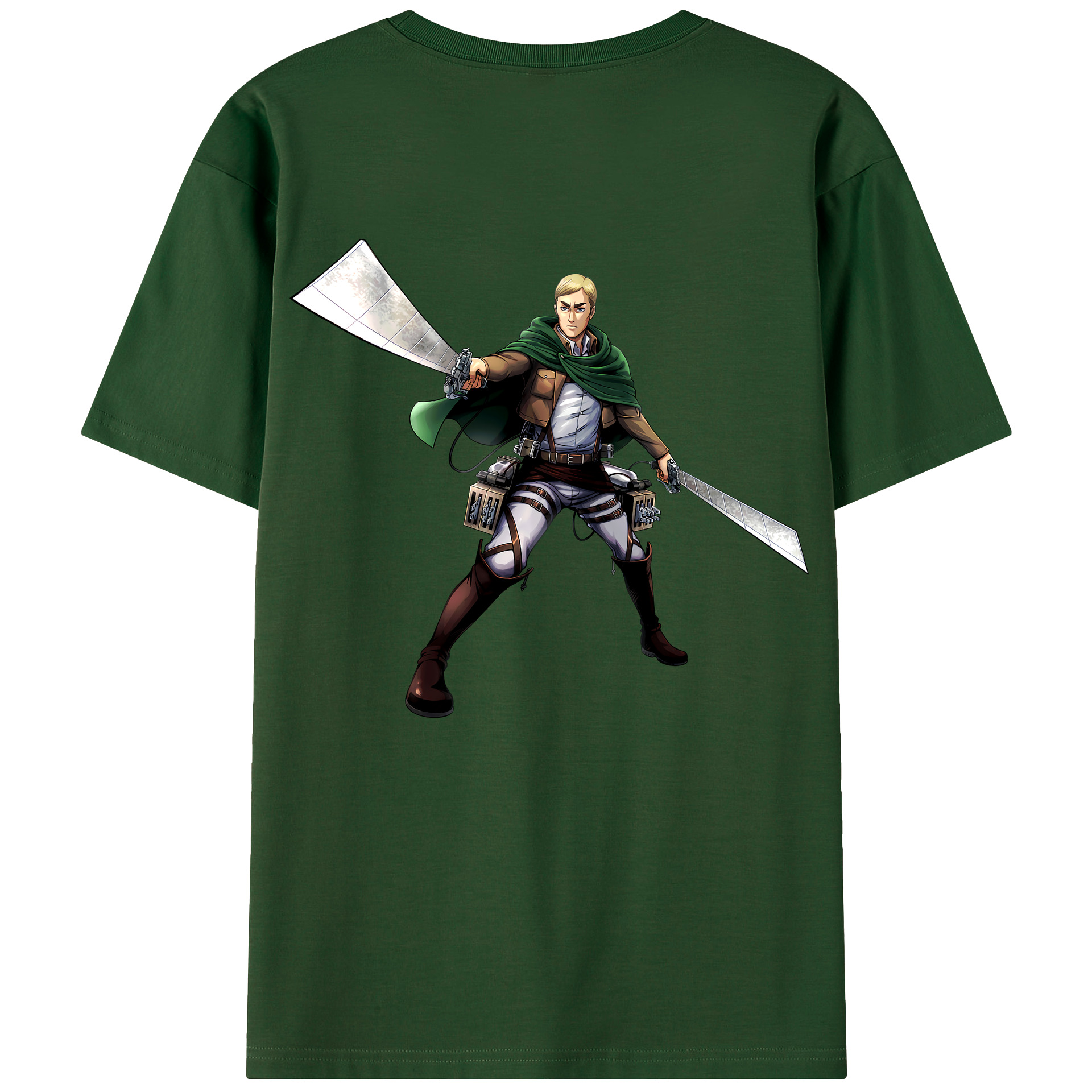 （画像用） 進撃の巨人 エルヴィン・スミス Attack on Titan Erwin Smith 綿100％半袖Tシャツ（背面プリント）